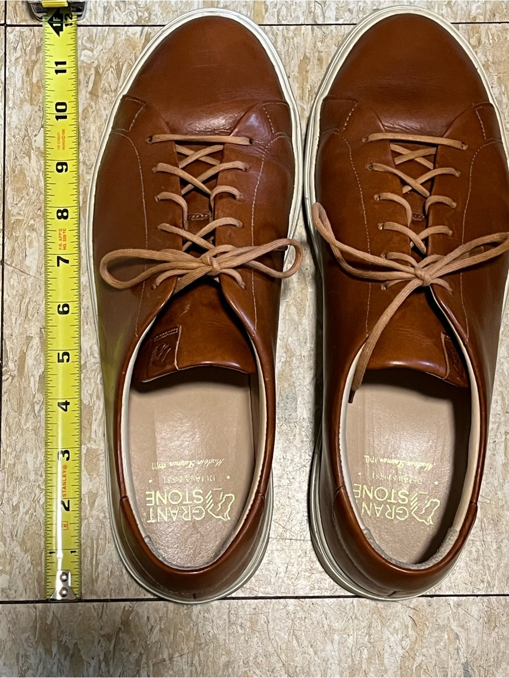 Granstone saddle Tan Minerva Leather Low-Top Sneakers - Picture 1 of 12